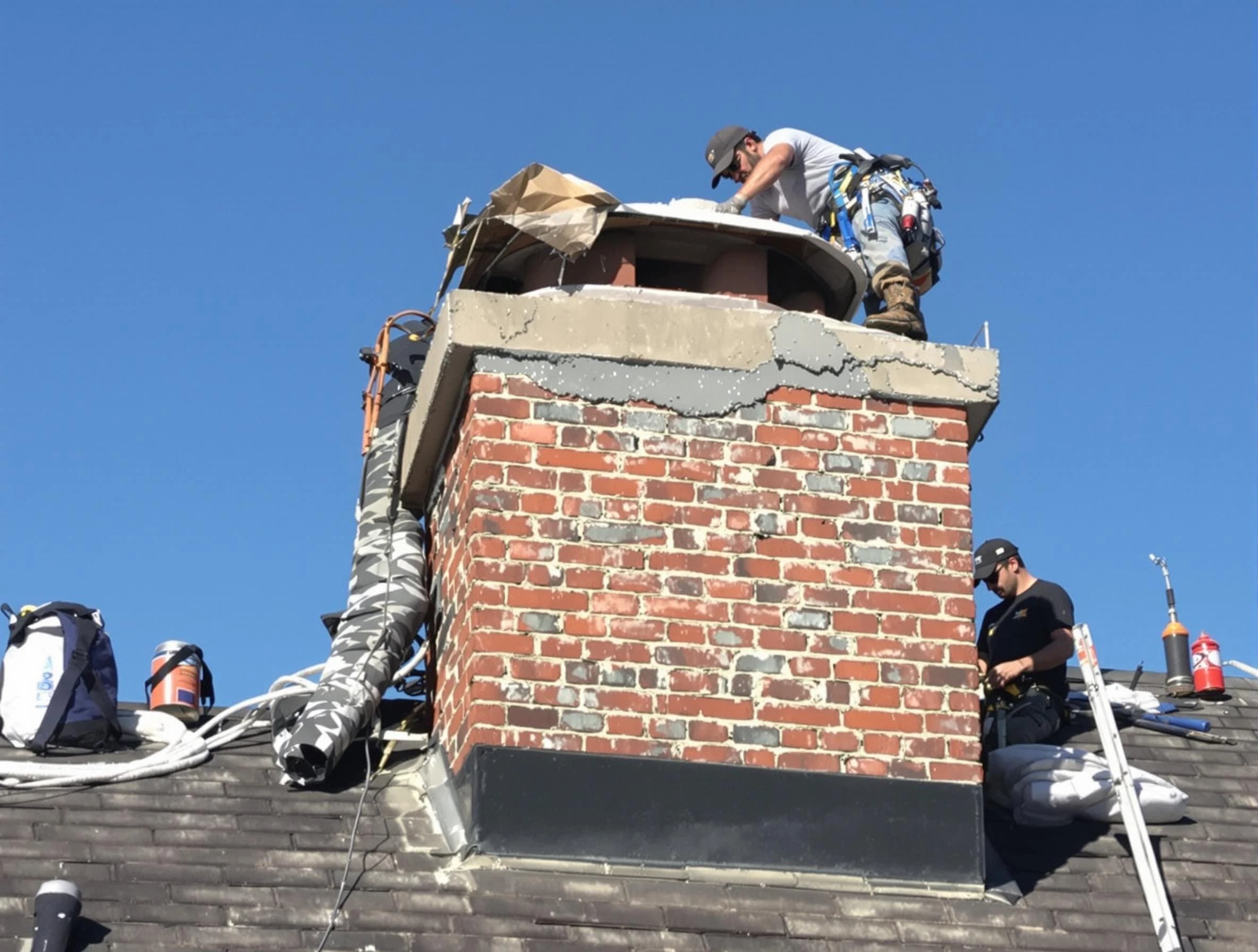 Gardendale Chimney Sweep installing a custom chimney crown in Gardendale, AL