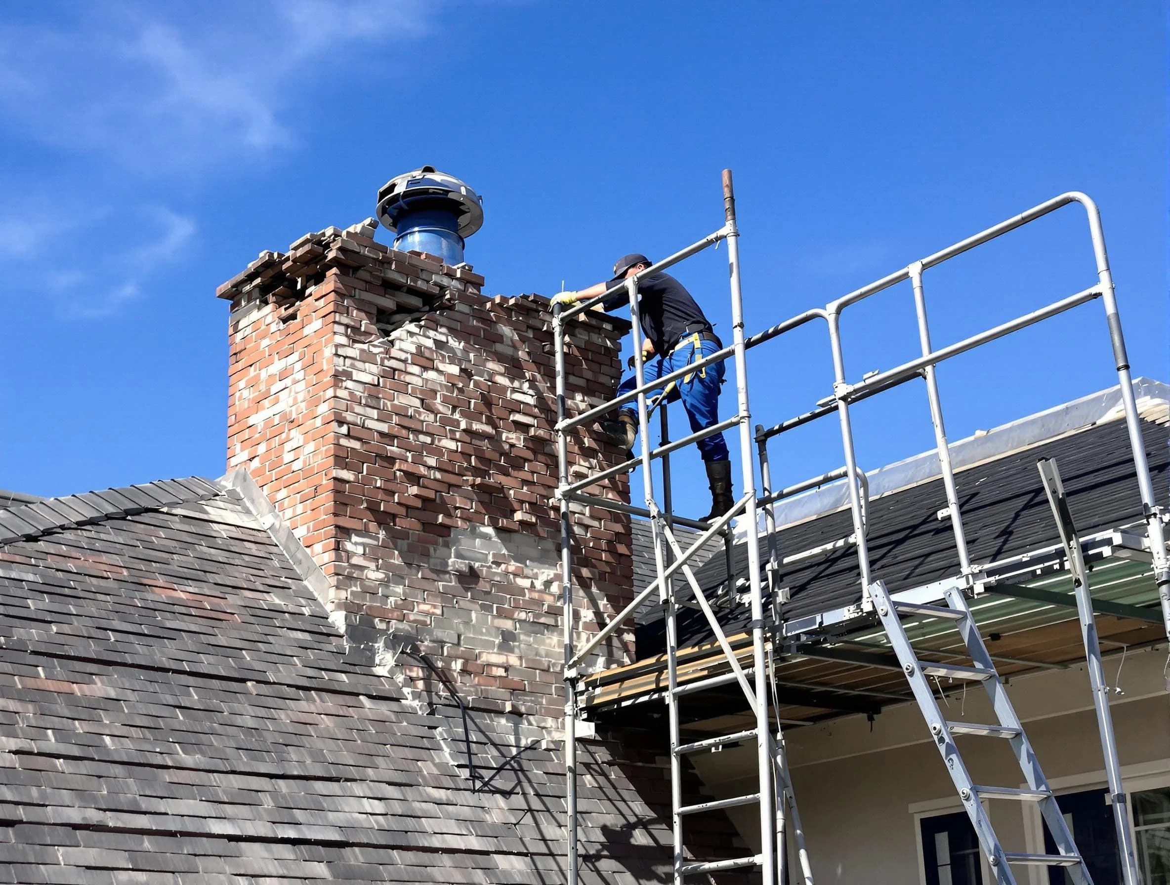 Rebuilding a chimney structure by Gardendale Chimney Sweep in Gardendale, AL