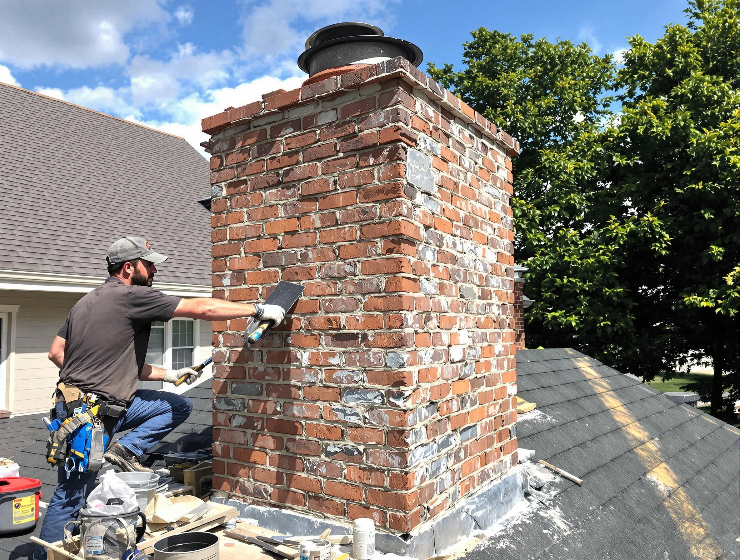 Completed chimney rebuild by Gardendale Chimney Sweep in Gardendale, AL