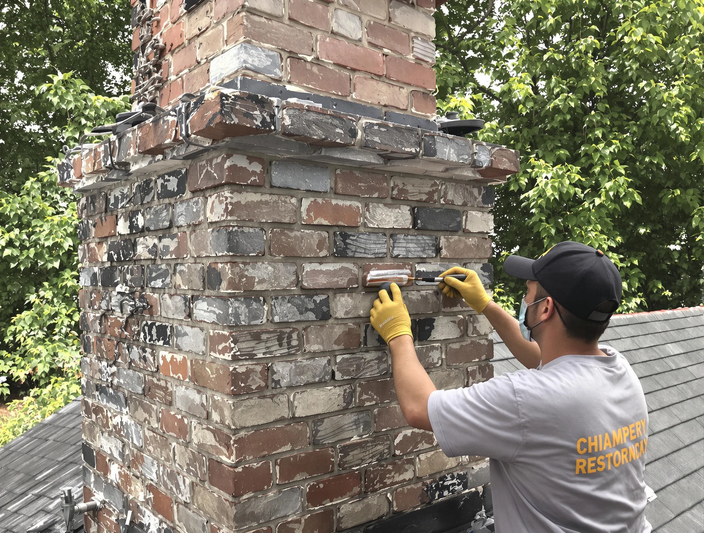 In-progress chimney restoration by Gardendale Chimney Sweep in Gardendale, AL